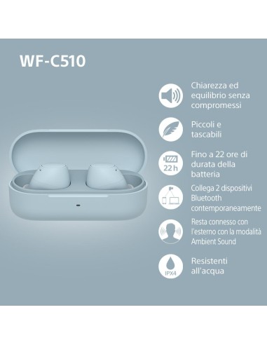 SONY WF-C510L BLU AURICOLARI BLUETOOTH IPX4