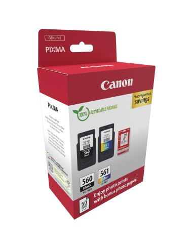 CANON PG-560/CL-561 NERO/COLORE + 50FG 10X15 CARTUCCE+CARTA MULTIPACK