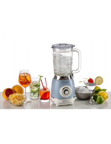 ARIETE 583/05 FRULLATORE VINTAGE CELESTE CON TAZZA IN VETRO