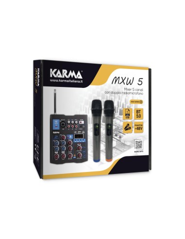 KARMA MXW 5 MIXER 5 CANALI USB/BT 2 RADIOMICROFONI INCLUSI