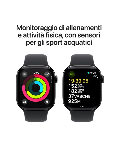 APPLE WATCH SERIES 10 GPS 42MM JET BLACK ALUM. BLACK SPORT BAND M/L