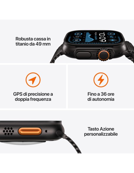 APPLE WATCH ULTRA 2 GPS+CELL. 49MM BLACK TITAN. BLACK TRAIL LOOP M/L