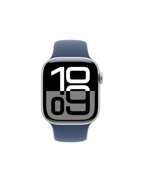 APPLE WATCH SERIES 10 GPS 42MM SILVER ALUM. DENIM SPORT BAND M/L