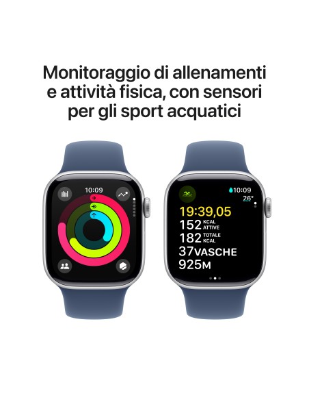 APPLE WATCH SERIES 10 GPS 42MM SILVER ALUM. DENIM SPORT BAND M/L