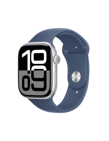 APPLE WATCH SERIES 10 GPS 46MM SILVER ALUM. DENIM SPORT BAND M/L