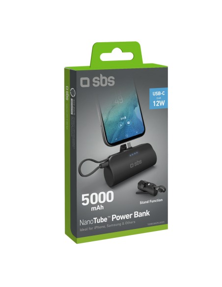 SBS TEBB5000PLUGCK POWERBANK 5000MAH USB-C M + USB-C F CAVO/STAND 10W