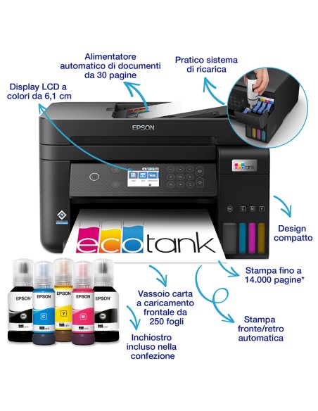 EPSON ET-3850 STAMPANTE AIO ECOTANKCOLOR 3IN1 WIFI/FRONT-RETRO/ADF