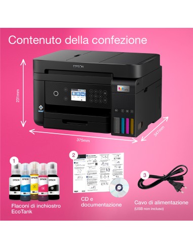 EPSON ET-3850 STAMPANTE AIO ECOTANKCOLOR 3IN1 WIFI/FRONT-RETRO/ADF