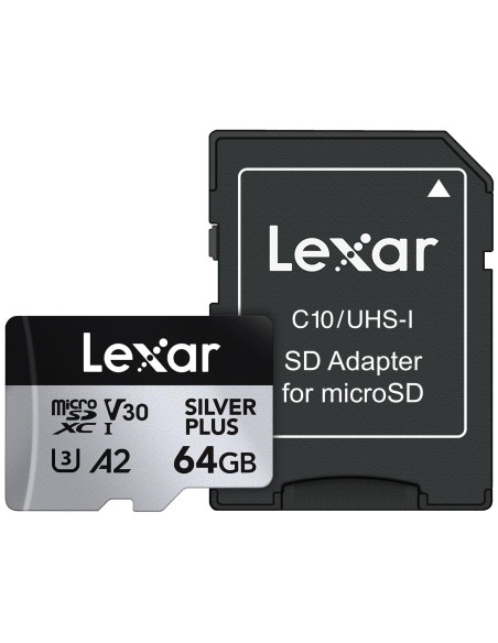 LEXAR MICROSD 64GB SILVER PLUS ACTION CAM L.205MB/S.100MB UHS-I V30
