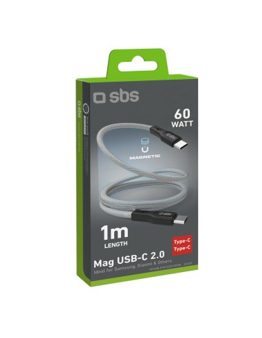 SBS TECABLETCCMAG CAVO MAGNETICO 60W USB-C/USB-C 1M GRIGIO