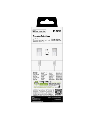 SBS TECABLELIGTC3W CAVO LIGTHNING/USB-C 3M BIANCO