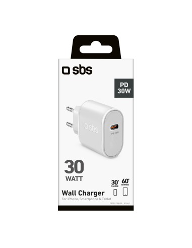 SBS TETR1CPD30 CARICATORE DA RETE USB-C PD 30W BIANCO