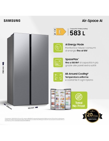 SAMSUNG RS57DG400EM9 FRIGO SBS E NF 583LT INOX WIFI H178 L91,2 P65,4