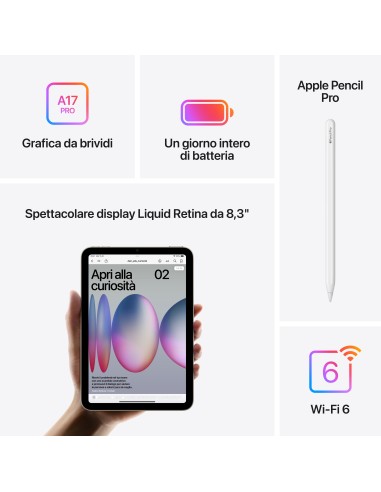 APPLE MXN63TY/A IPAD 8,3" 128GB    WIFI SPACE GREY (2024) 10GEN