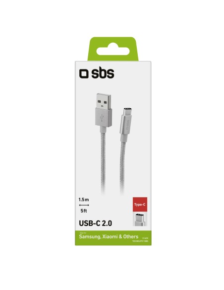 SBS TECABLETC15BS CAVO USB-C 2.0 1,5M CONN.METALLICI CAVO BRAIDED SILV
