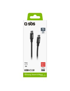 SBS TECABLETCC20BK CAVO USB-C/USB-C 2.0 1,5M CAVO CORDONATO NERO 2