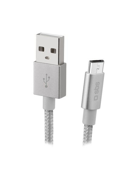 SBS TECABLEMICROBS CAVO MICRO USB 1M CONN.METALLICO CAVO TESSUTO SILVE