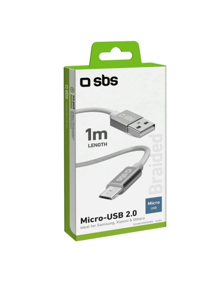 SBS TECABLEMICROBS CAVO MICRO USB 1M CONN.METALLICO CAVO TESSUTO SILVE