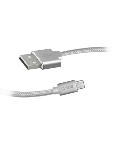 SBS TECABLEMICROBS CAVO MICRO USB 1M CONN.METALLICO CAVO TESSUTO SILVE