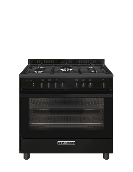 GLEM_GAS SA965MBK CUCINA 90X60 A+  5F.GAS+1TC NERO C.FORNO GIG. EL.12F