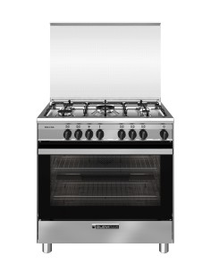 GLEM GAS SA865MI6 CUCINA A 80X60 INOX 4F+1TC F.E. 8F GRIGLIE PIATTINA