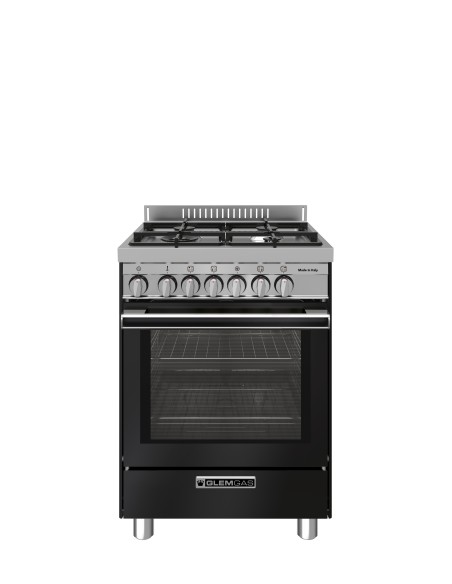 GLEM GAS ST664MBK CUCINA A 60X60 NERO OPACO 3F+1TC F.E. GRIGLIE GHISA