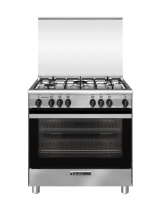 GLEM GAS SA865VI CUCINA A 80X60 INOX 4F+1TC F.GAS 8F GRIGLIE PIATTINA