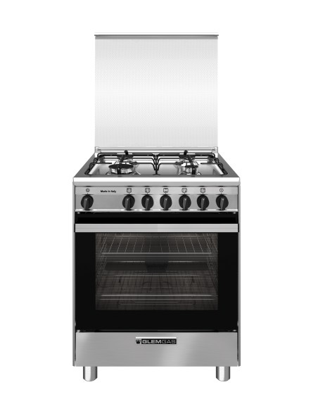 GLEM GAS SA664VI CUCINA A 60X60    INOX 4F F.GAS 8F GRIGLIE PIATTINA