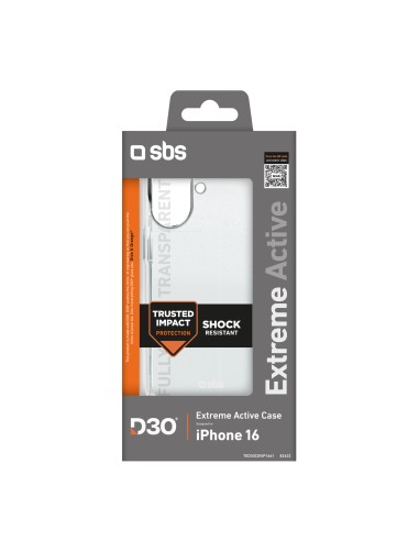 SBS TED3OCOVIP1661 IPHONE 16 COVER D3O TRASPARENTE