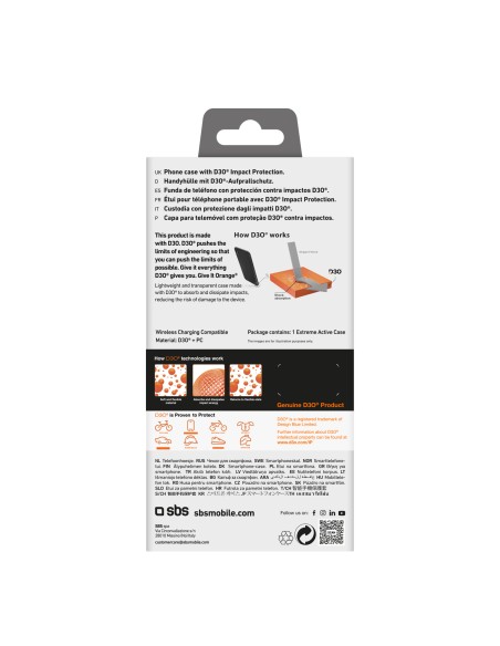 SBS TED3OCOVIP1661 IPHONE 16 COVER D3O TRASPARENTE