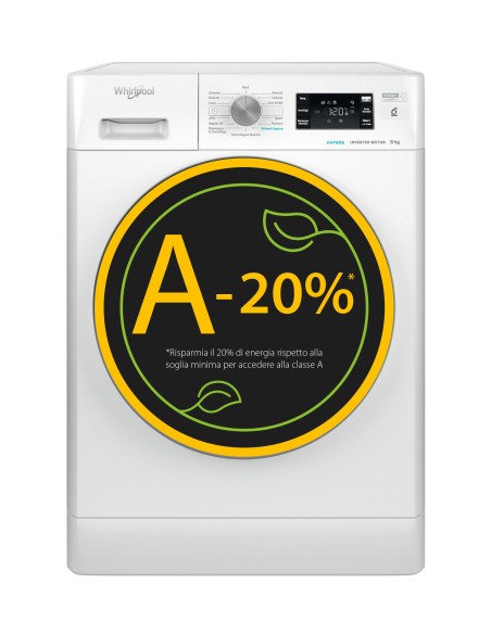 WHIRLPOOL FFB848BSVIT LVB A-20% 8KG1400G INVERTER DISPLAY VAPORE