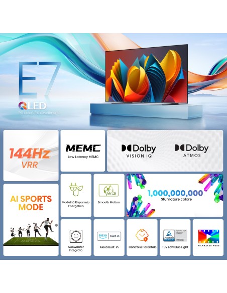HISENSE 100E7NQ TVC 100" 4K QLED   SMART SAT DOLBY ATMOS