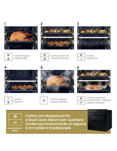 SAMSUNG NV7B5760WBK FORNO A+ 76L 60CM DUALCOOK FLEX PIROL. AIRFRY WIFI