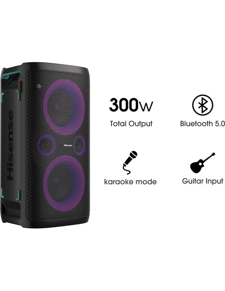 HISENSE PARTY ROCKER DIFFUSORE BT 300W USB/AUX/MIC/CHIT BATTERIA 15H
