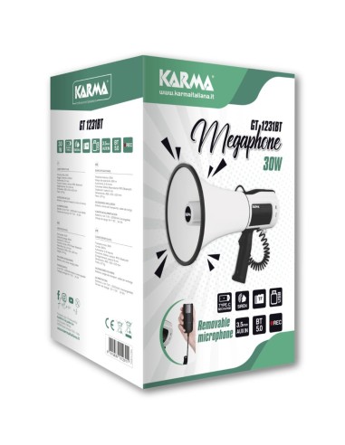 KARMA GT 1231BT MEGAFONO 30W BATTERIA RICARIC.USB-C MICR.ESTRAIBILE
