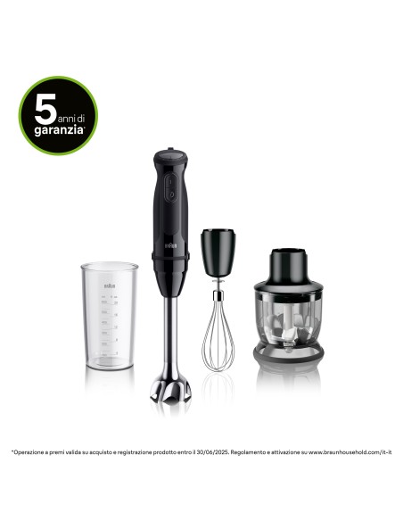 BRAUN MQ50202 FRULLATORE IMMERSIONE 1000W 0,6LT 21VEL. NERO
