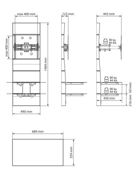 MELICONI GHOST DESIGN 3000 ROTATION BIANCO PARETE ATTREZZATA