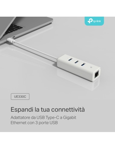 TPLINK UE330C USB-C 3.0 3USB/GIGABIT LAN ETHERNET ADATTATORE