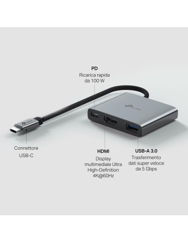 TPLINK UH3020C USB-C 3IN1 HUB USB/USB-C/HDMI ADATTATORE MULTIPORTA