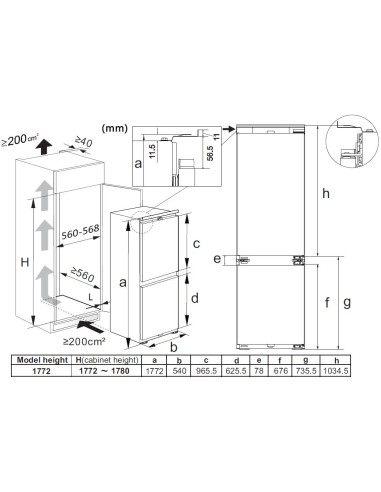 HISENSE HBI54250E COMB. E TOTAL NF 252LT F.CONVERT H177,2 L54 P54,5