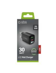 SBS TETRGANLCD1USB1C30K ALIM.RETE GAN 30W USB-C/USB-A 30W/18W NERO