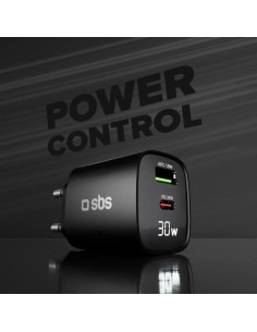 SBS TETRGANLCD1USB1C30K ALIM.RETE GAN 30W USB-C/USB-A 30W/18W NERO 2