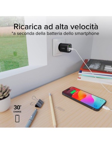 SBS TETRGANLCD1USB1C30K ALIM.RETE GAN 30W USB-C/USB-A 30W/18W NERO