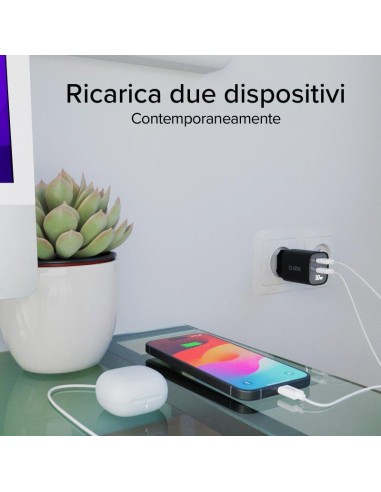 SBS TETRGANLCD1USB1C30K ALIM.RETE GAN 30W USB-C/USB-A 30W/18W NERO