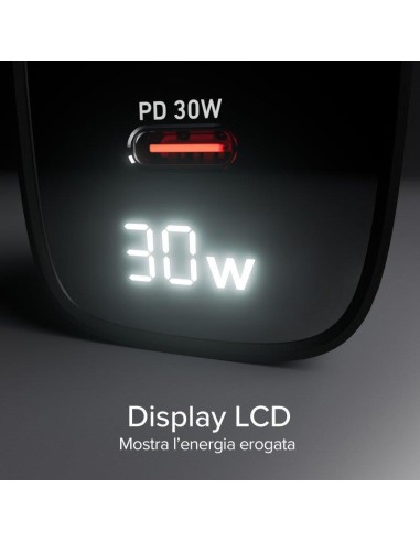 SBS TETRGANLCD1USB1C30K ALIM.RETE GAN 30W USB-C/USB-A 30W/18W NERO