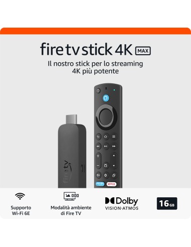 AMAZON FIRE TV STICK 4K MAX WIFI 6 3GEN STREAMING MEDIA PLAYER