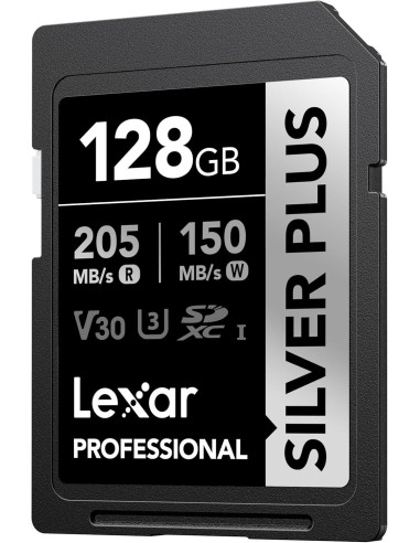 LEXAR SECURE DIGITAL 128GB SILVER PLUS L.205MB/S S.150MB/S