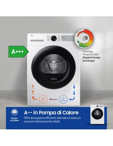 SAMSUNG DV90DG52A0AH ASCIUG. A+++ 9KG WIFI OBLO' NERO PROGR. IGIENIZZ.