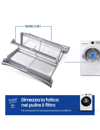 SAMSUNG DV90DG52A0AH ASCIUG. A+++ 9KG WIFI OBLO' NERO PROGR. IGIENIZZ.