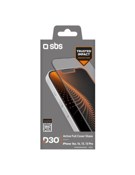 SBS TED3OSCRGLIPSE25 IPHONE 16E/14/13 PRO/13 VETRO D3O TEMPERATO